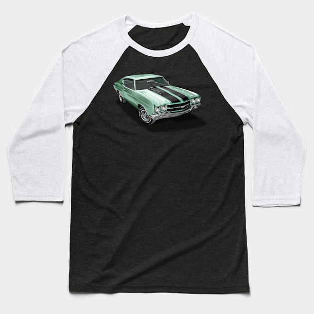 Vintage 1970 Chevrolet Chevelle SS Green Baseball T-Shirt by TheStuffInBetween
